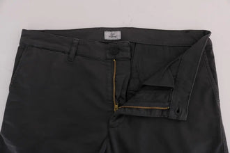 Gray Cotton Stretch Chinos Pants GF Ferre