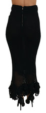 Black Knitted Cotton High Waist Mermaid Skirt Dolce & Gabbana