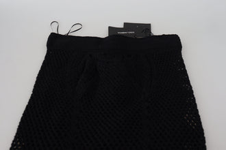 Black Knitted Cotton High Waist Mermaid Skirt Dolce & Gabbana