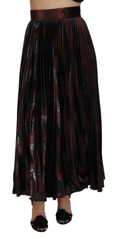 Brown Polyester High Waist A-line Maxi Skirt Dolce & Gabbana