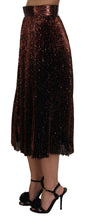 Bronze Sequined High Waist A-line Maxi Skirt Dolce & Gabbana