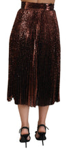 Bronze Sequined High Waist A-line Maxi Skirt Dolce & Gabbana