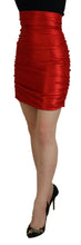 Metallic Red High Waist Polyester Mini Skirt Dolce & Gabbana