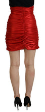 Metallic Red High Waist Polyester Mini Skirt Dolce & Gabbana