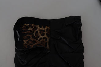 Black Lambskin Leather A-line Mini Skirt Dolce & Gabbana