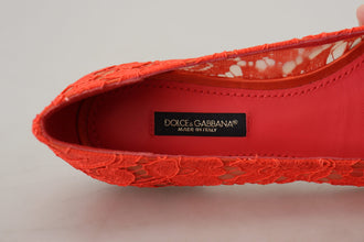 Red Taormina Lace Crystals Ballet Flats Shoes Dolce & Gabbana