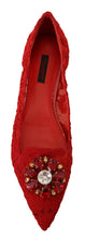 Red Taormina Crystals Loafers Flats Shoes Dolce & Gabbana