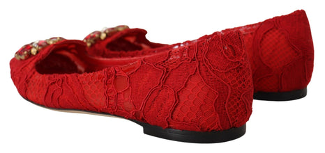 Red Taormina Crystals Loafers Flats Shoes Dolce & Gabbana