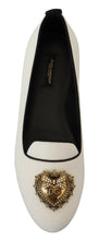 White Velvet Slip Ons Loafers Flats Shoes Dolce & Gabbana