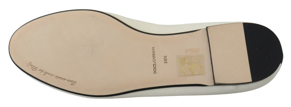 White Velvet Slip Ons Loafers Flats Shoes Dolce & Gabbana