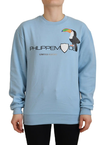Light Blue Logo Printed Long Sleeves Sweater Philippe Model