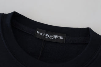 Black Printed Long Sleeves Pullover Sweater Philippe Model