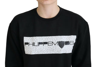 Black Printed Long Sleeves Pullover Sweater Philippe Model