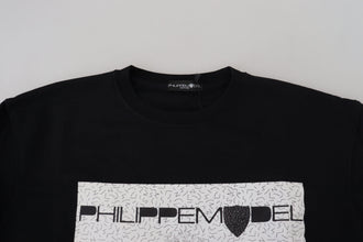 Black Printed Long Sleeves Pullover Sweater Philippe Model