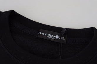 Black Printed Long Sleeves Pullover Sweater Philippe Model