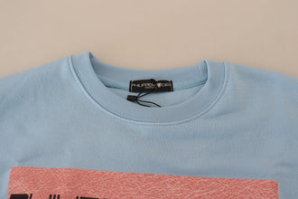 Light Blue Logo Printed Long Sleeves Sweater Philippe Model