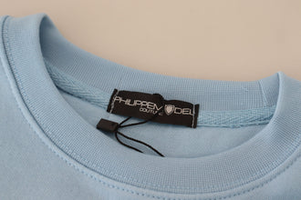 Light Blue Logo Printed Long Sleeves Sweater Philippe Model