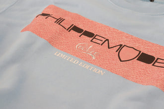 Light Blue Logo Printed Long Sleeves Sweater Philippe Model