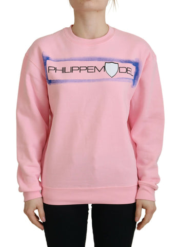 Pink Printed Long Sleeves Pullover Sweater Philippe Model