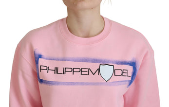 Pink Printed Long Sleeves Pullover Sweater Philippe Model