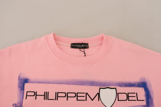Pink Printed Long Sleeves Pullover Sweater Philippe Model