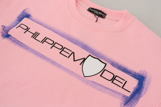 Pink Printed Long Sleeves Pullover Sweater Philippe Model