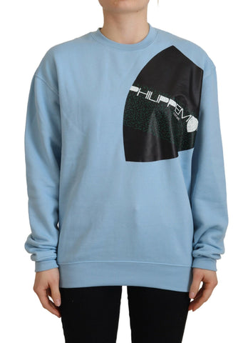 Light Blue Logo Printed Long Sleeves Sweater Philippe Model