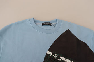Light Blue Logo Printed Long Sleeves Sweater Philippe Model