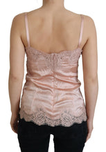 Pink Satin Lace Roses Tank Top Lingerie Dolce & Gabbana