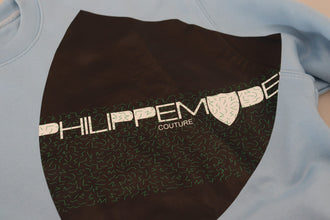 Light Blue Logo Printed Long Sleeves Sweater Philippe Model