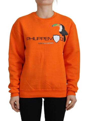 Orange Printed Long Sleeves Pullover Sweater Philippe Model