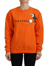 Orange Printed Long Sleeves Pullover Sweater Philippe Model