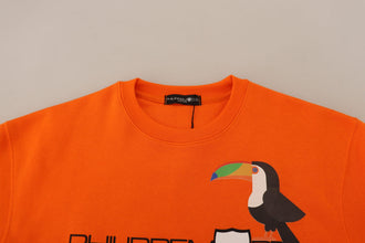 Orange Printed Long Sleeves Pullover Sweater Philippe Model
