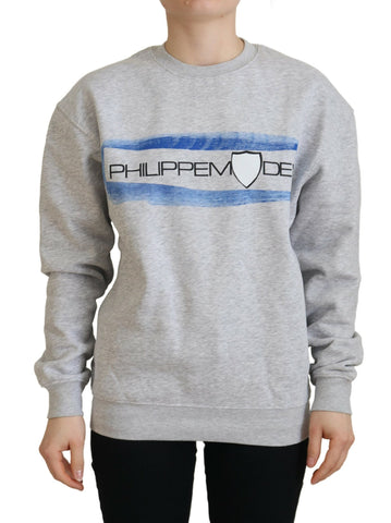 Gray Printed Long Sleeves Pullover Sweater Philippe Model