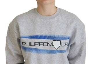 Gray Printed Long Sleeves Pullover Sweater Philippe Model