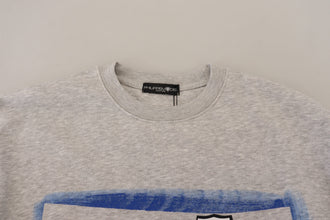 Gray Printed Long Sleeves Pullover Sweater Philippe Model
