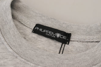 Gray Printed Long Sleeves Pullover Sweater Philippe Model