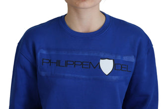 Blue Printed Long Sleeves Pullover Sweater Philippe Model