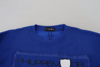 Blue Printed Long Sleeves Pullover Sweater Philippe Model
