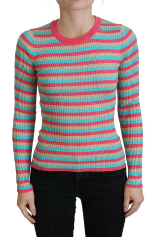 Multicolor Crewneck Pullover Silk Sweater Dolce & Gabbana