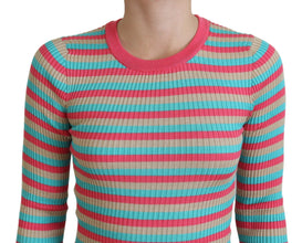 Multicolor Crewneck Pullover Silk Sweater Dolce & Gabbana