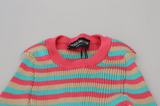 Multicolor Crewneck Pullover Silk Sweater Dolce & Gabbana