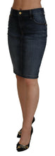 Dark Blue Washed Mid Waist Pencil Cut Denim Skirt Fiorucci