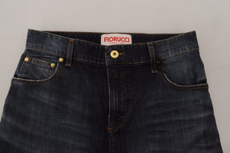 Dark Blue Washed Mid Waist Pencil Cut Denim Skirt Fiorucci