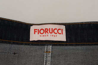 Dark Blue Washed Mid Waist Pencil Cut Denim Skirt Fiorucci