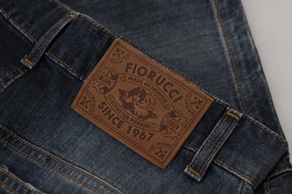 Dark Blue Washed Mid Waist Pencil Cut Denim Skirt Fiorucci