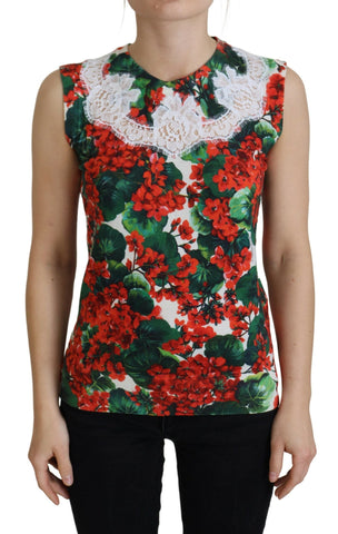 White Floral Wool Lace Vest Tank Top Dolce & Gabbana