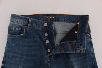 Blue Wash Torn Dunfermile Slim Fit Jeans Frankie Morello