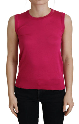 Pink Silk Vest Pullover Crewneck Tank Top Dolce & Gabbana