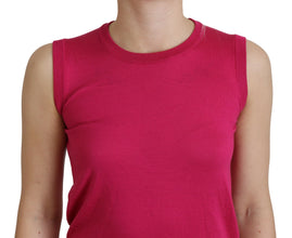 Pink Silk Vest Pullover Crewneck Tank Top Dolce & Gabbana